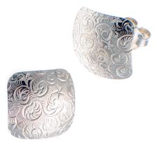 Earrings Embossed 'Starry Night' Pattern Sterling Silver