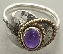 Silver, Gold and Amethyst Ring