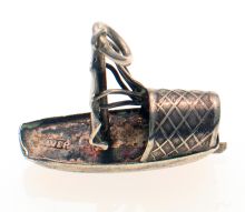 Sampan or Junk Boat Vintage Silver Charm