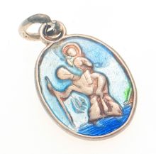 St Christopher Enamel Vintage Silver Charm