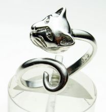 Sterling Silver Cat Head and Tail Torque Ring