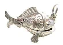 Fish Fisherman Silver Charm
