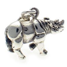 Rhinocerous Silver Charm