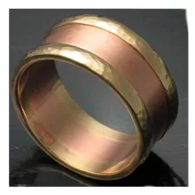 Three Band Rose and Yellow Gold Ring