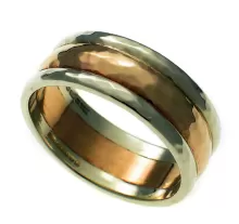 Three Band Yellow and White Gold Ring