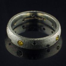 Yellow & Black Diamond Ring White Gold